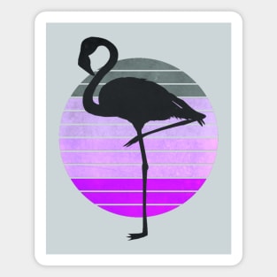 Flamingo Silhouette Reto Style Magnet